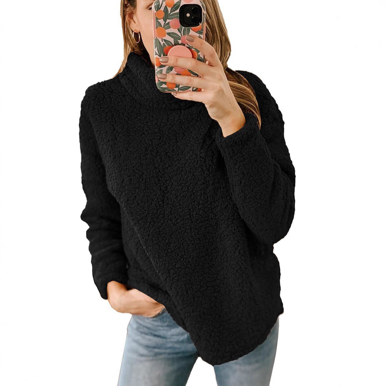 Damen kuscheliger Fleece-Pullover mit hohem Kragen Stalluxe