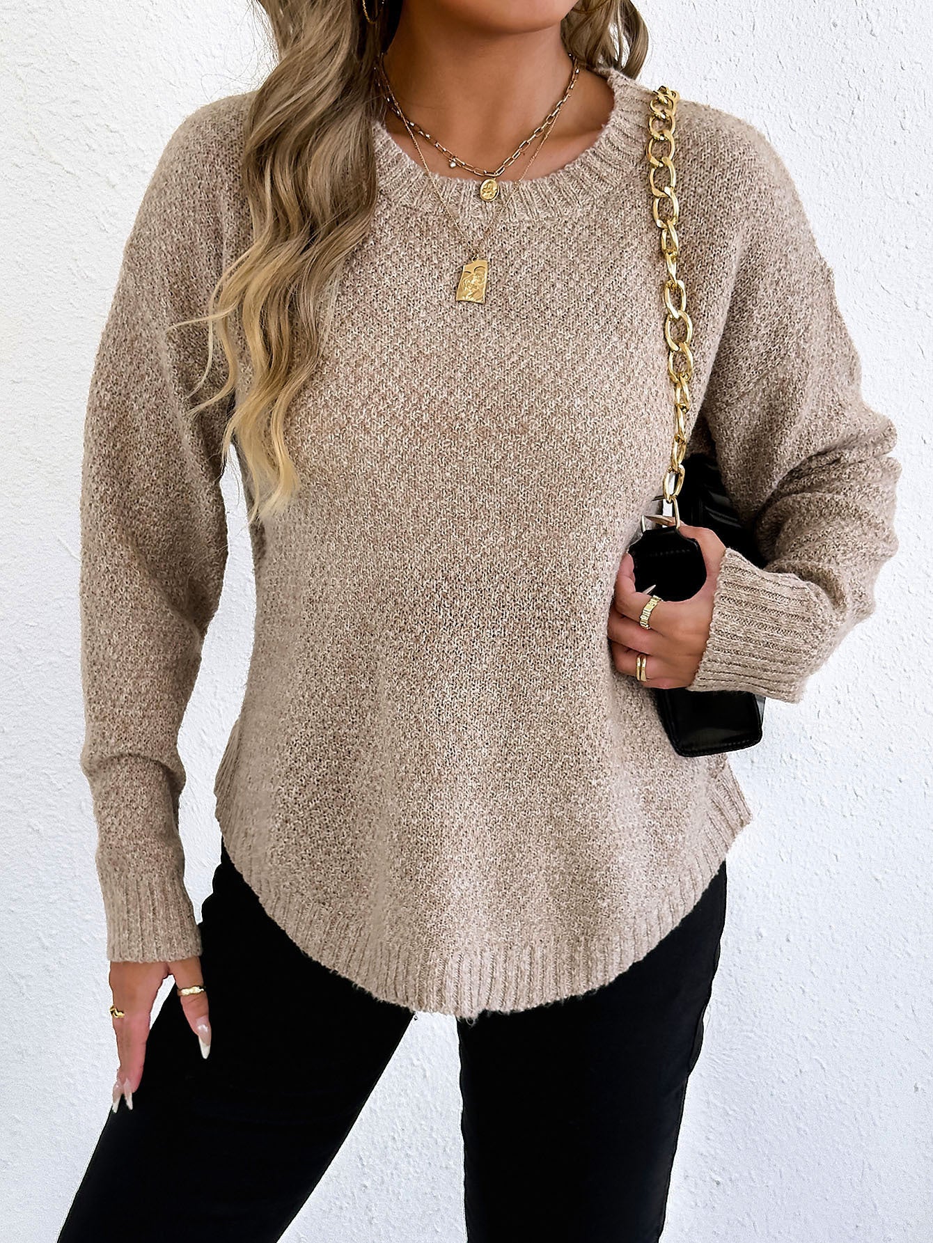 Damen lässiger Strickpullover mit hochwertigem Strukturmuster Stalluxe