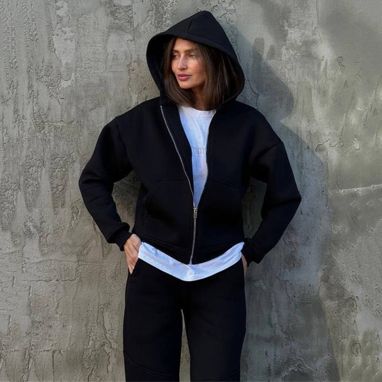 Damen sportlicher Fleece-Jumpsuit mit hohem Kragen und durchgehendem Reißverschluss Stalluxe