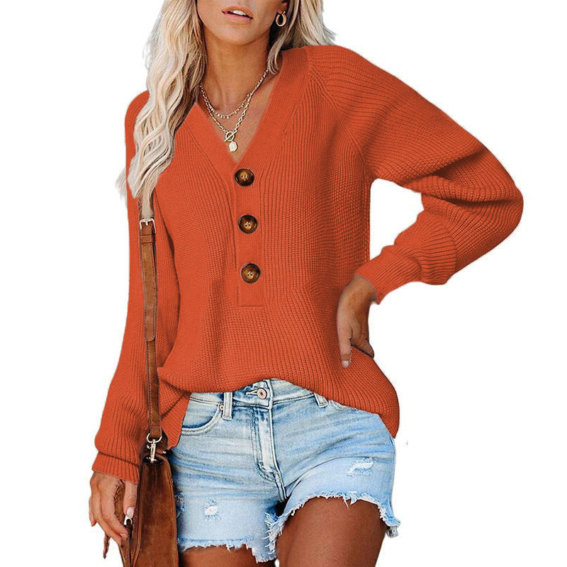 Damen Strickpullover mit V-Ausschnitt und Knopfdetails Stalluxe