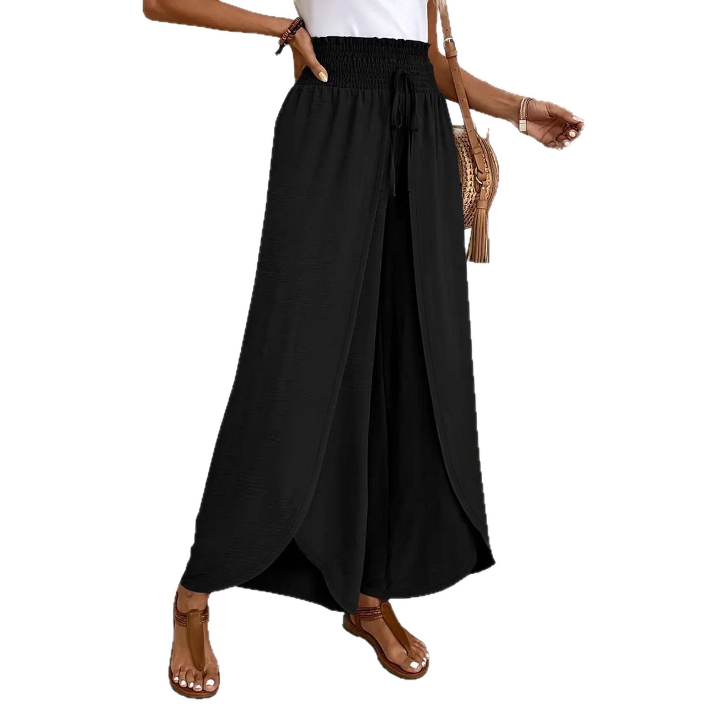 Damen Palazzo-Hose mit elastischem Bund und seitlichen Schlitzen Stalluxe