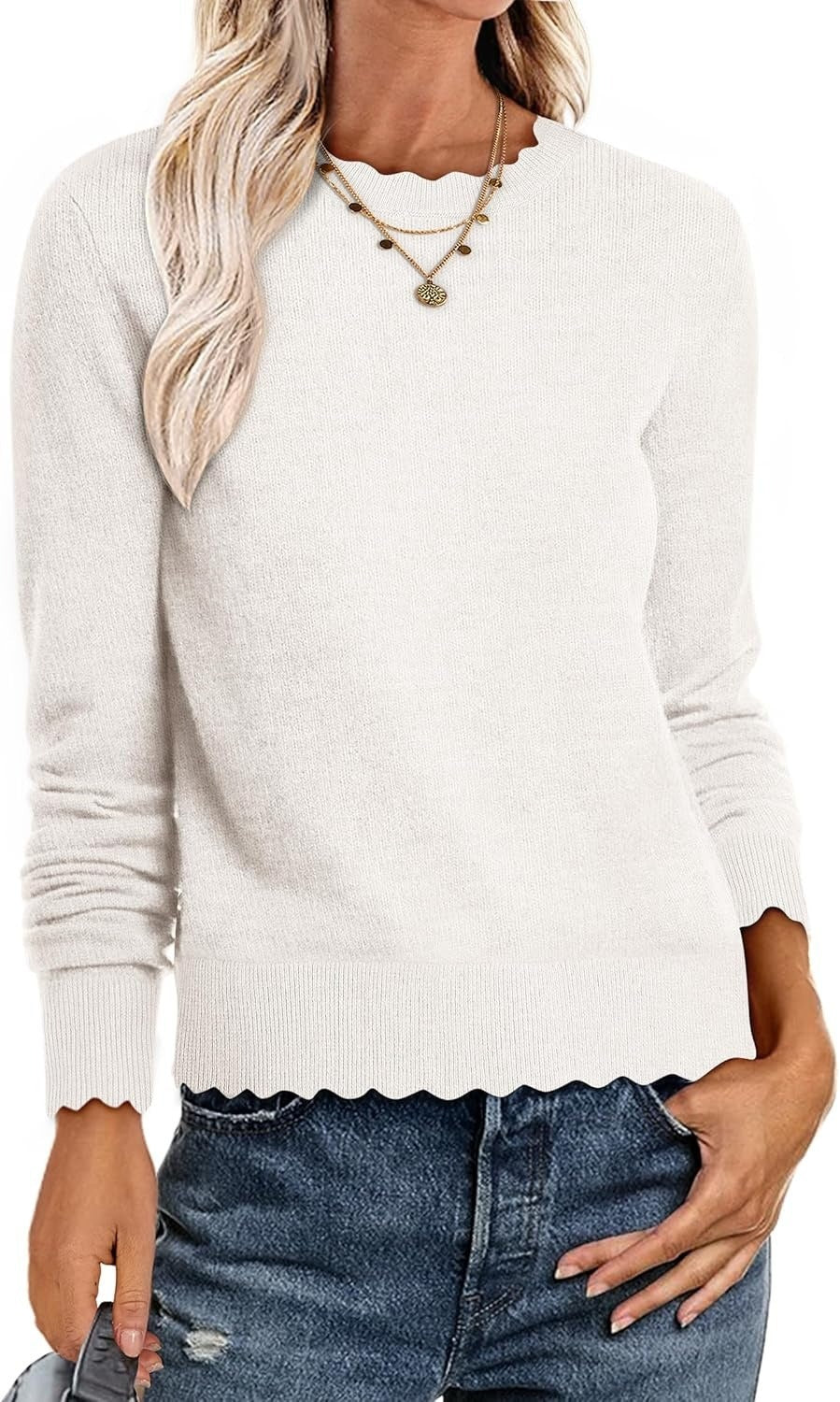 Damen Sweater mit Wellenkante Stalluxe