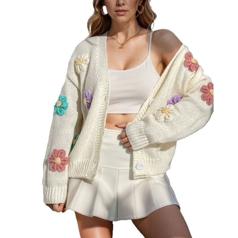 Damen Strickjacke mit floralem Design und verschlüsseltem Muster Stalluxe