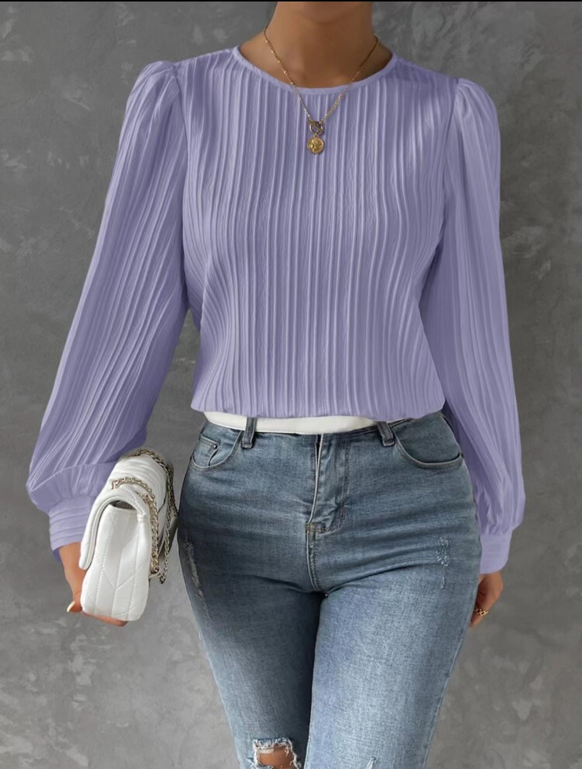 Damen Faltenbluse mit langen Ärmeln Stalluxe