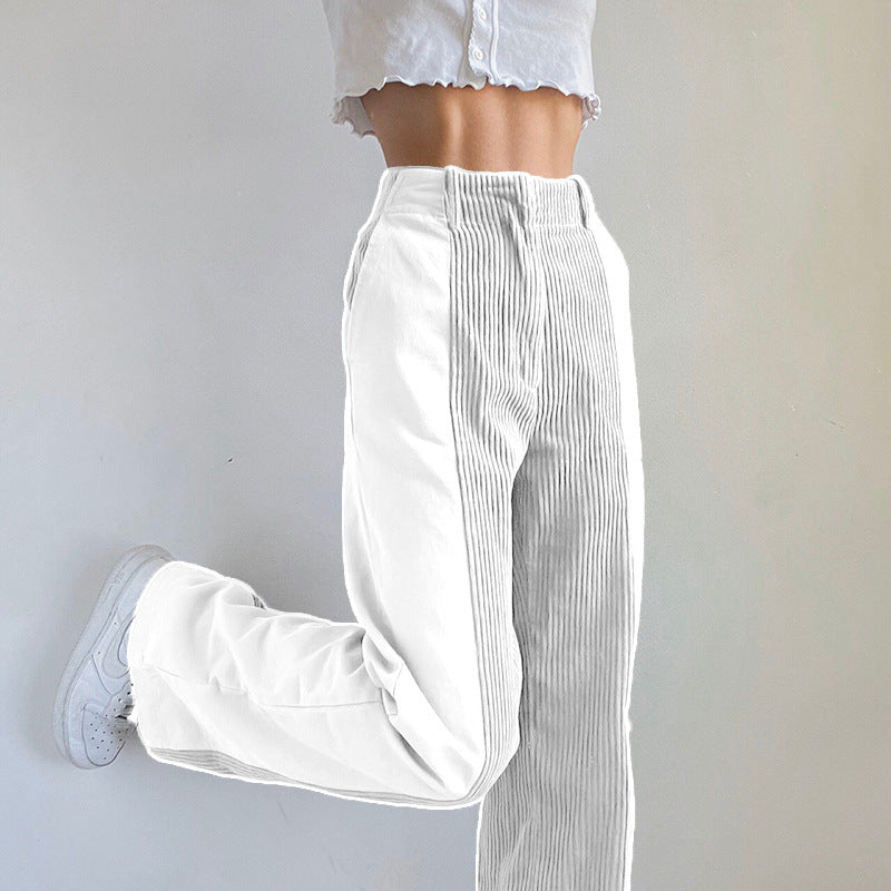 DamenLocker geschnittene High-Waist-Hosen mit vertikalen Rippdetails Stalluxe