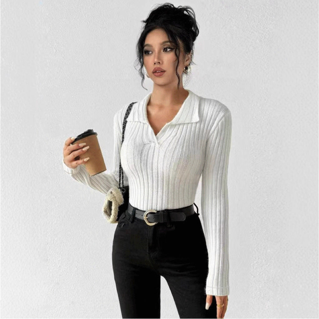 Damen figurbetonter Langarmpullover mit modischer Rippstruktur Stalluxe