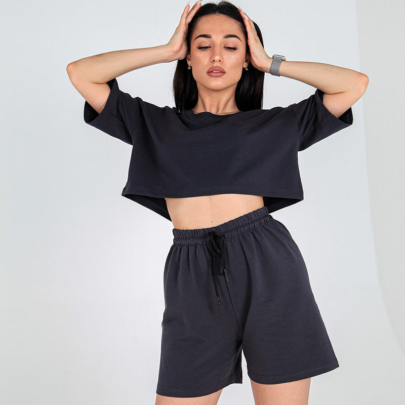 Damen lässiges Crop-Top und Shorts Set Stalluxe