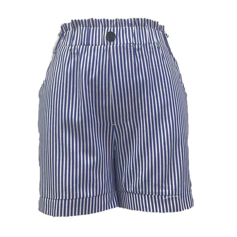 Damen lässige Streifen-Shorts mit elastischem Bund und Seitentaschen Stalluxe