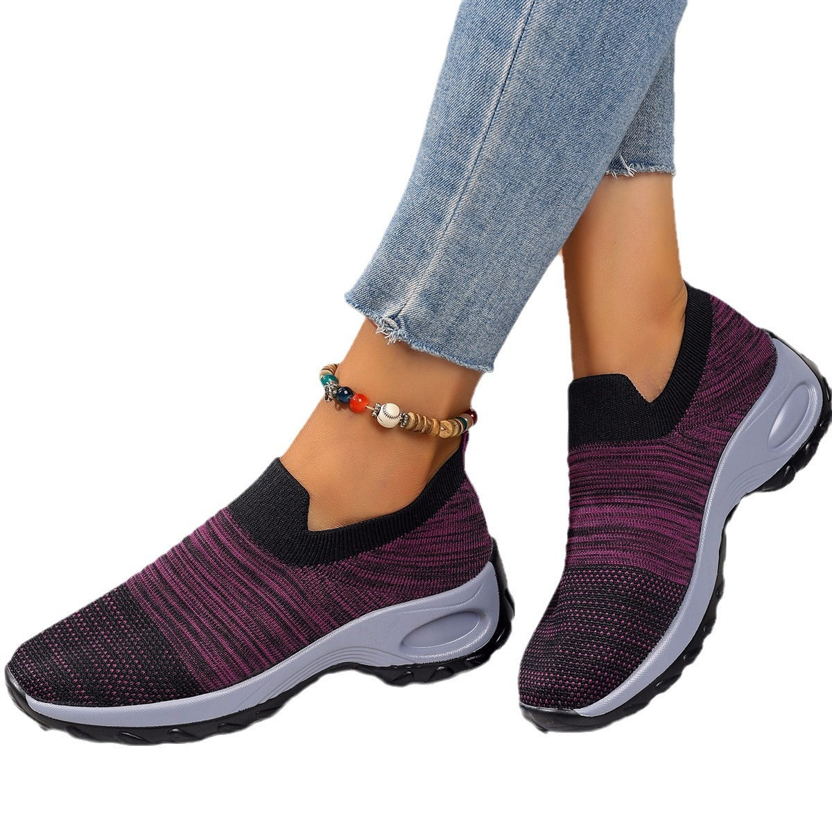 Damen Atmungsaktive Slip-On Sneakers mit elastischem Einsatz Stalluxe