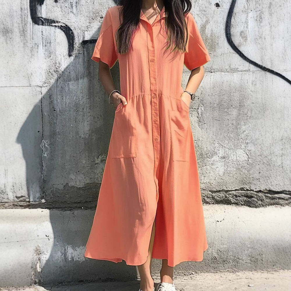 Damen Hemdkleid mit Knopfdetails und praktischen Taschen Stalluxe