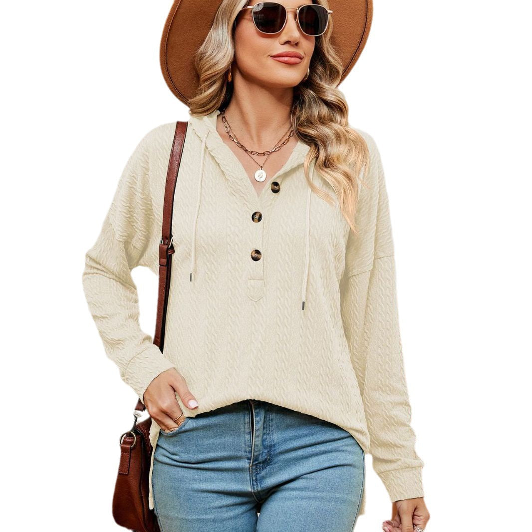 Damen lässiger Pullover mit Knopfdetails und Kapuze Stalluxe