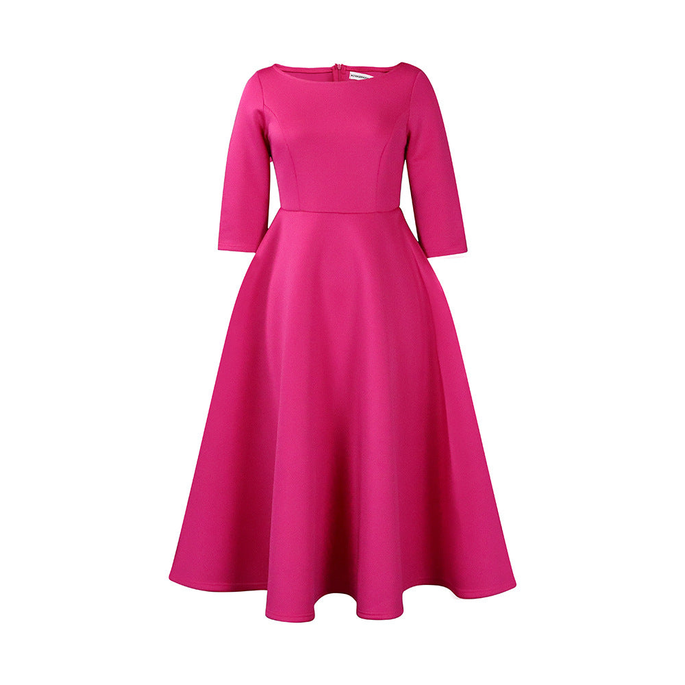 Damen elegantes Cocktailkleid mit A-Linien Schnitt und halblangen Ärmeln Stalluxe