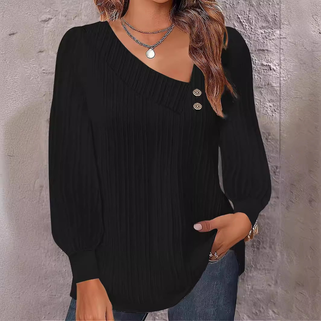 Damen Elegante Oberteil mit strukturiertem Rippdesign und Knopfdetails Stalluxe