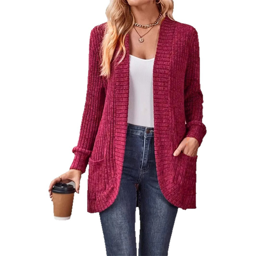 Damen lässige Strickjacke mit Taschen und strukturiertem Design Stalluxe
