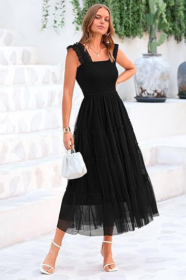 Damen Maxikleid mit voluminösem Tüllrock und Spitzen-Ärmeln Stalluxe