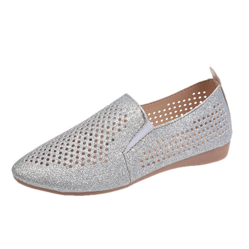 Damen elegante Slipper mit glitzerndem Obermaterial und atmungsaktiven Perforationen Stalluxe