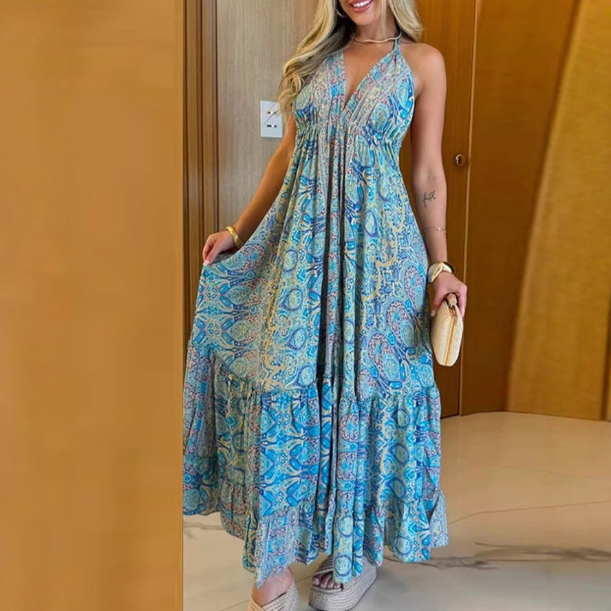 Damen Maxikleid mit verspieltem Boho-Muster Stalluxe