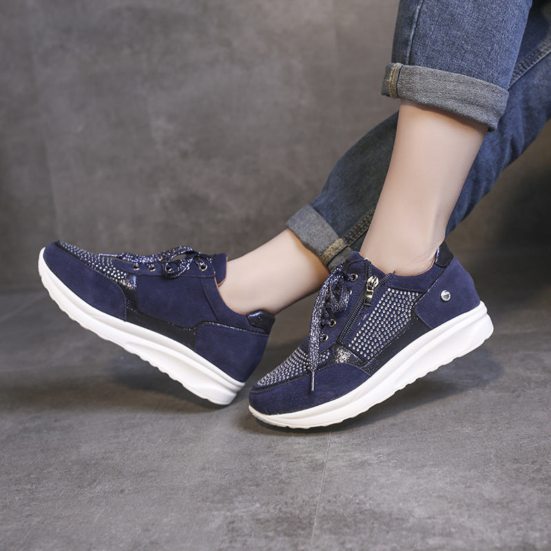 Damen modische Sneakers mit eleganten Glitzer-Akzenten und praktischem Reißverschluss Stalluxe