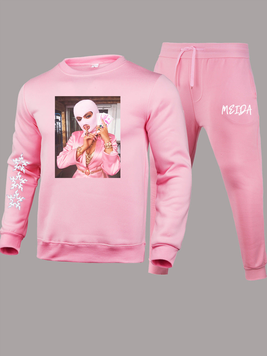 Damen Hoodie- und Jogginghose-Set mit kreativem Grafikdruck und starkem Stil Stalluxe