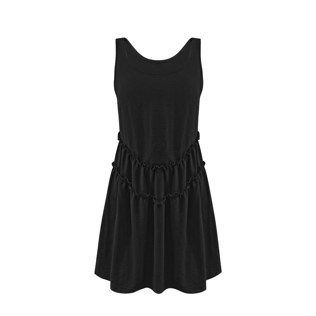 Damen Rüschensatin Schichtenkleid Stalluxe