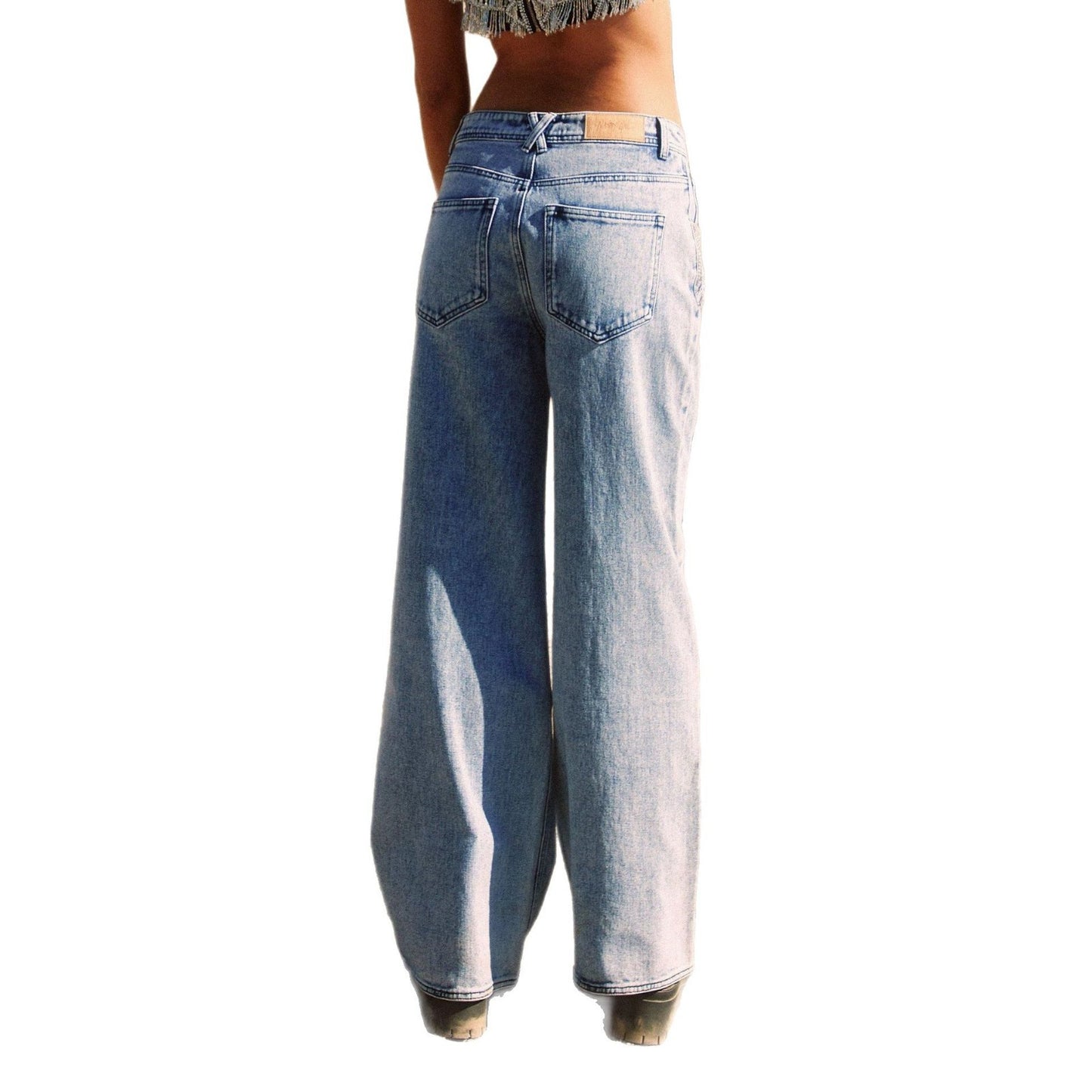 Damen Weitgeschnittene Jeans mit hohem Bund und sanften Ausbleichungen Stalluxe
