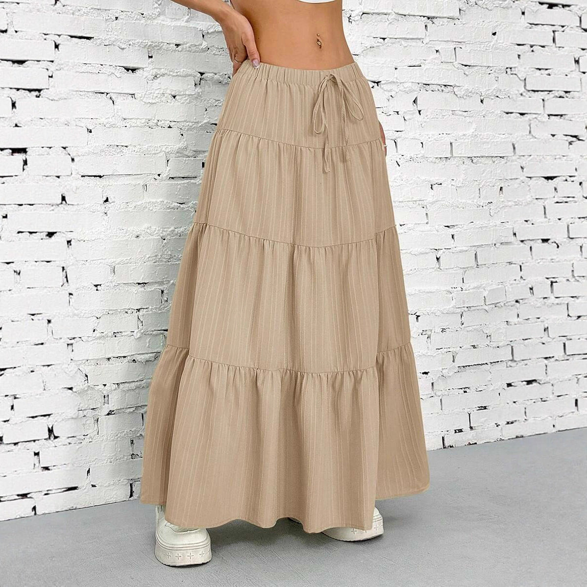 Damen Maxirock mit voluminösen Rüschendetails und elastischem Taillenzug Stalluxe