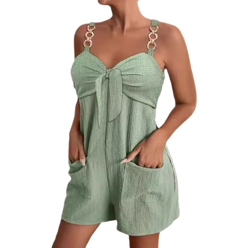 Damen Modischer Jumpsuit mit Knoten und praktischen Taschen Stalluxe
