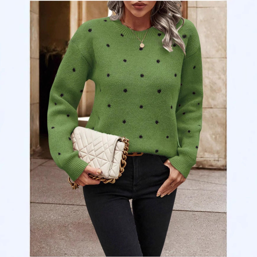 Damen kuscheliger Strickpullover mit trendigem Punktmuster Stalluxe