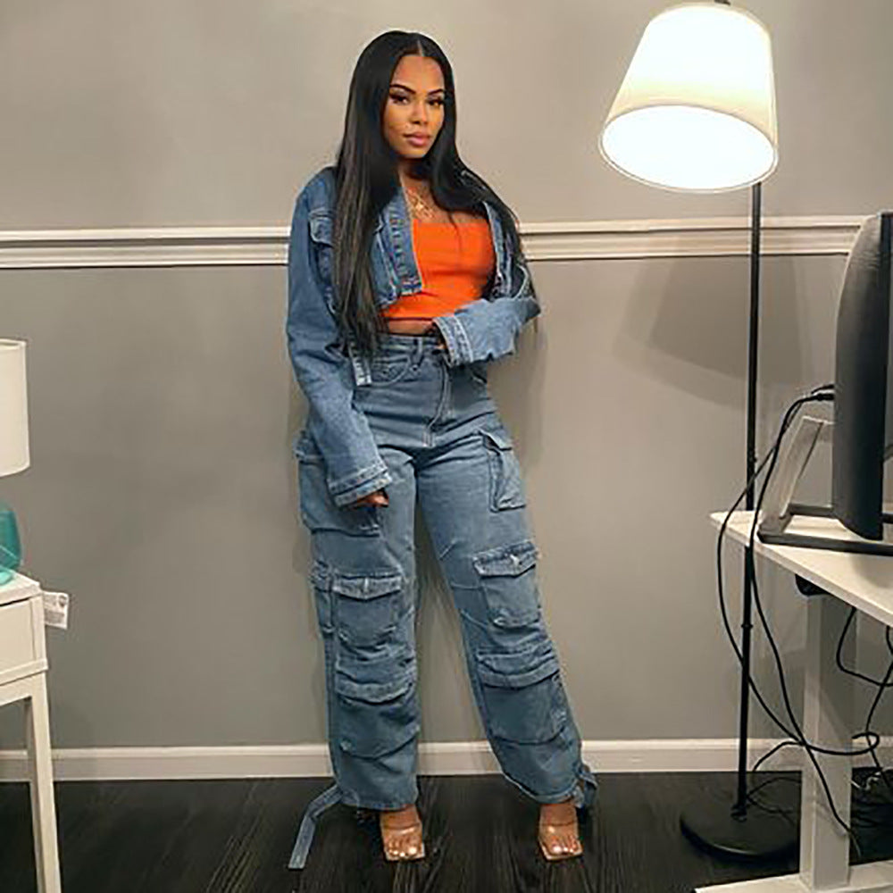 Damen entspannte Baggy-Jeans im Used-Look mit strapazierfähigen Details Stalluxe