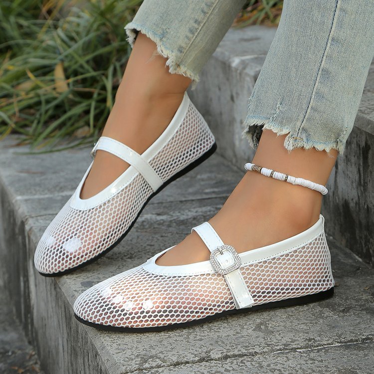 Damen elegante Ballerinas mit atmungsaktivem Netzdesign und modischem Riemchen Stalluxe