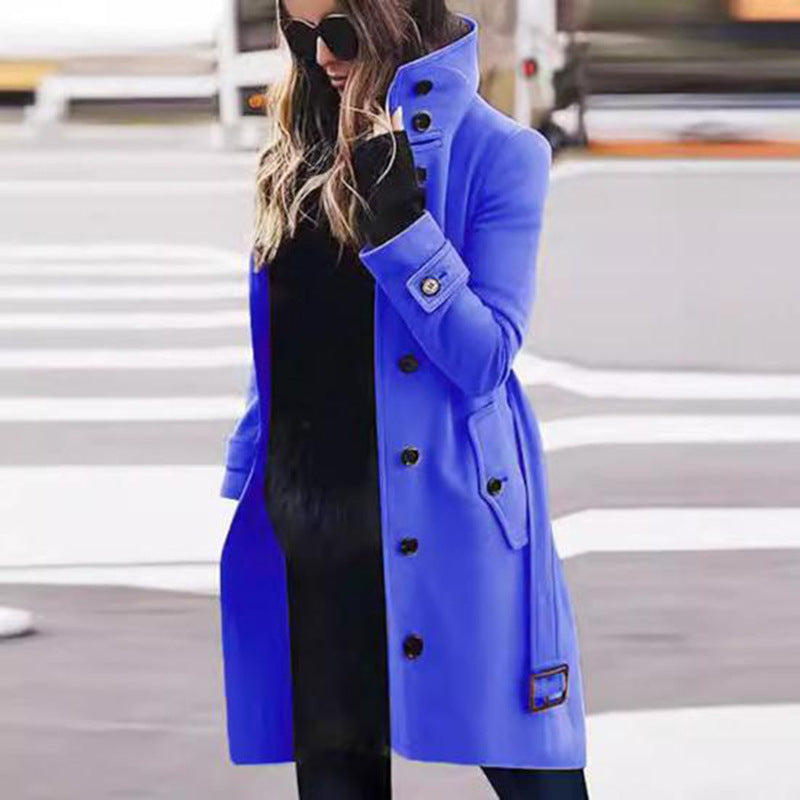 Damen modischer Trenchcoat mit hoch geschlossenem Kragen und praktischen Taschen Stalluxe