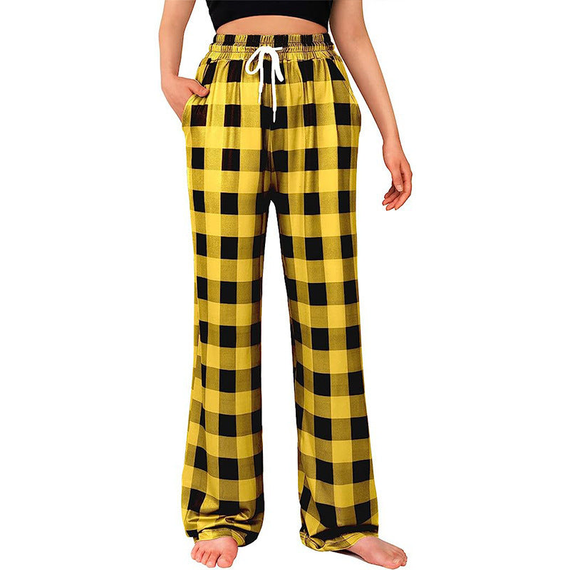 Women's Relaxed Fit Plaid Lounge Pants Stalluxe