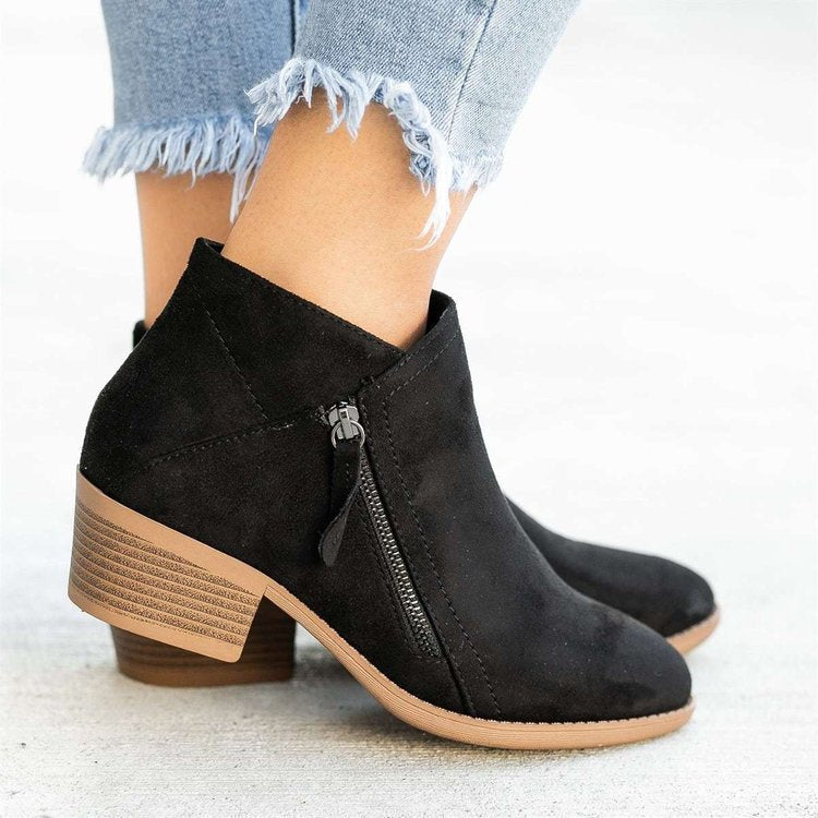 Damen Elegante Stiefeletten mit seitlichem Reißverschluss und komfortablem Blockabsatz Stalluxe
