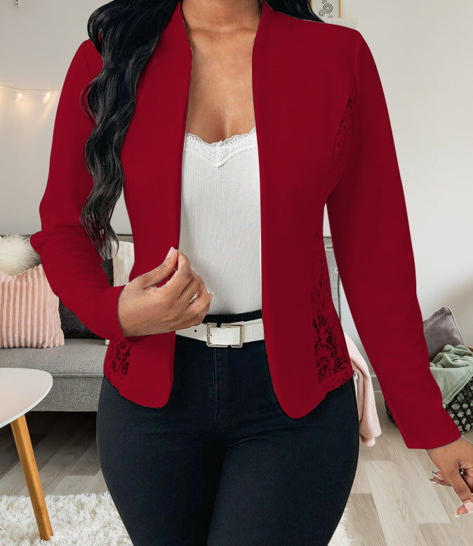 Damen elegante Blazerjacke mit Spitzenakzenten Stalluxe