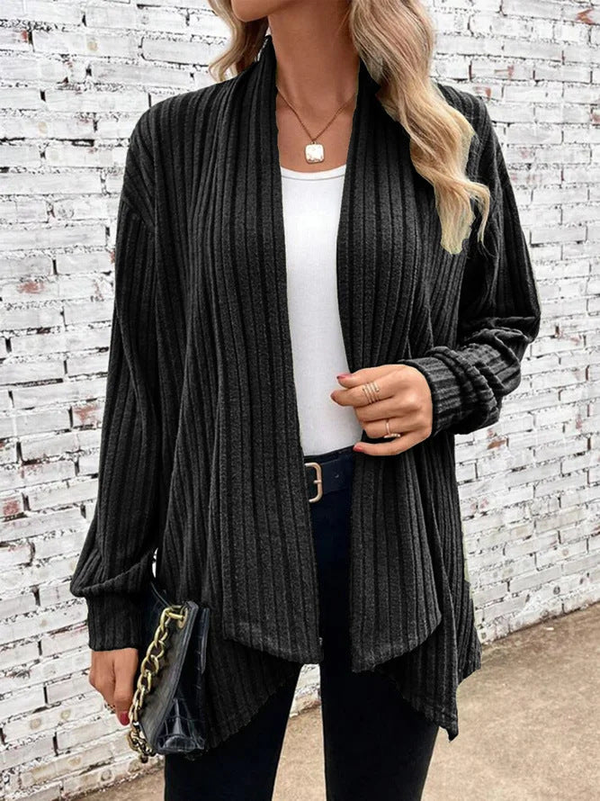 Damen lässiger Strickcardigan mit markantem Rippdesign Stalluxe