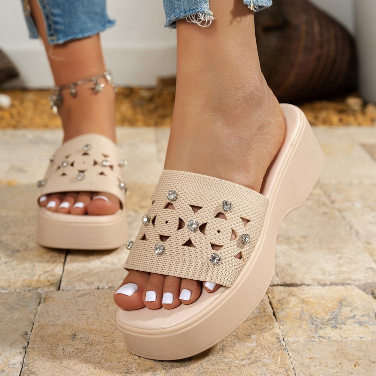 Damen Wedge-Sandalen mit eleganter Schmuckverzierung Stalluxe