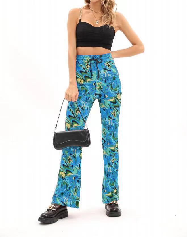 Damen Modeflair Hose mit künstlerischem Muster und elastischem Bund Stalluxe