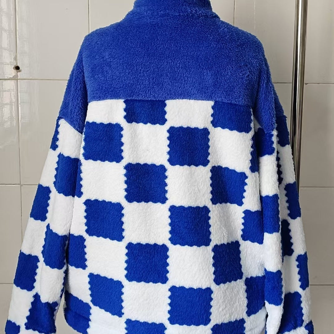 Damen gestepptes Fleece-Jacke im Karomuster Stalluxe