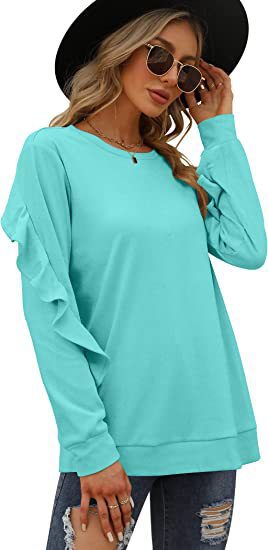 Women's Ruffled Sleeve Casual Sweatshirt Stalluxe