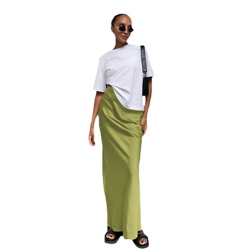 Damen Maxirock aus hochwertigem Satin mit elegantem Schnitt und fließendem Fall Stalluxe