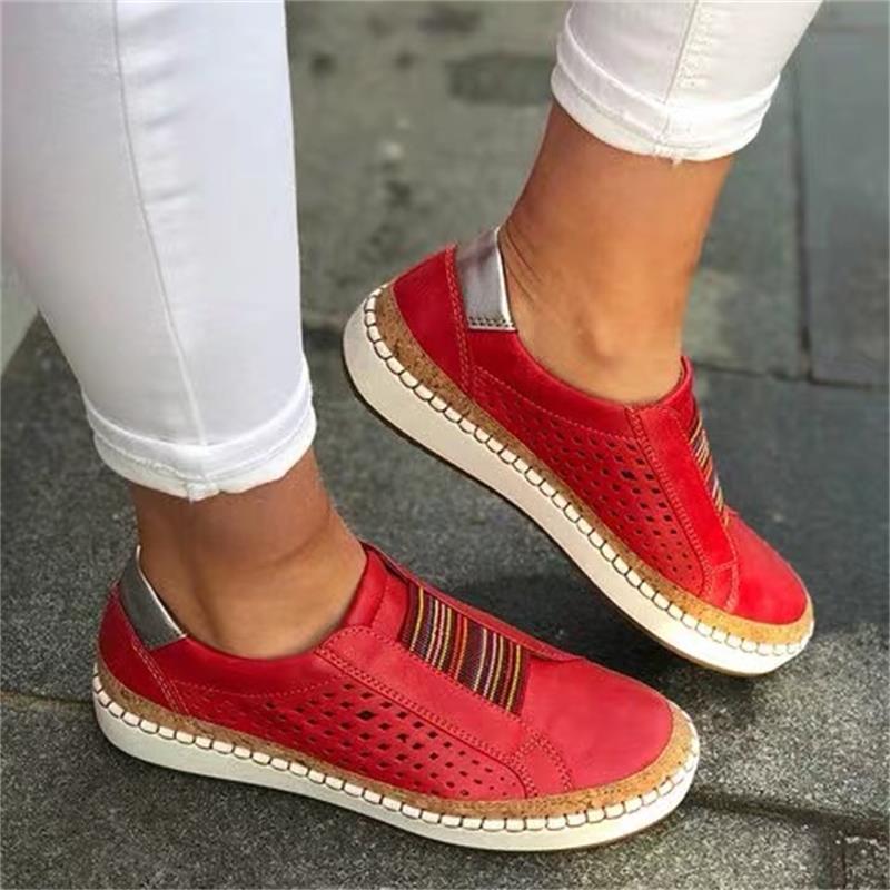 Damen bequeme Slip-On Sneakers mit atmungsaktiver Oberflächenstruktur Stalluxe