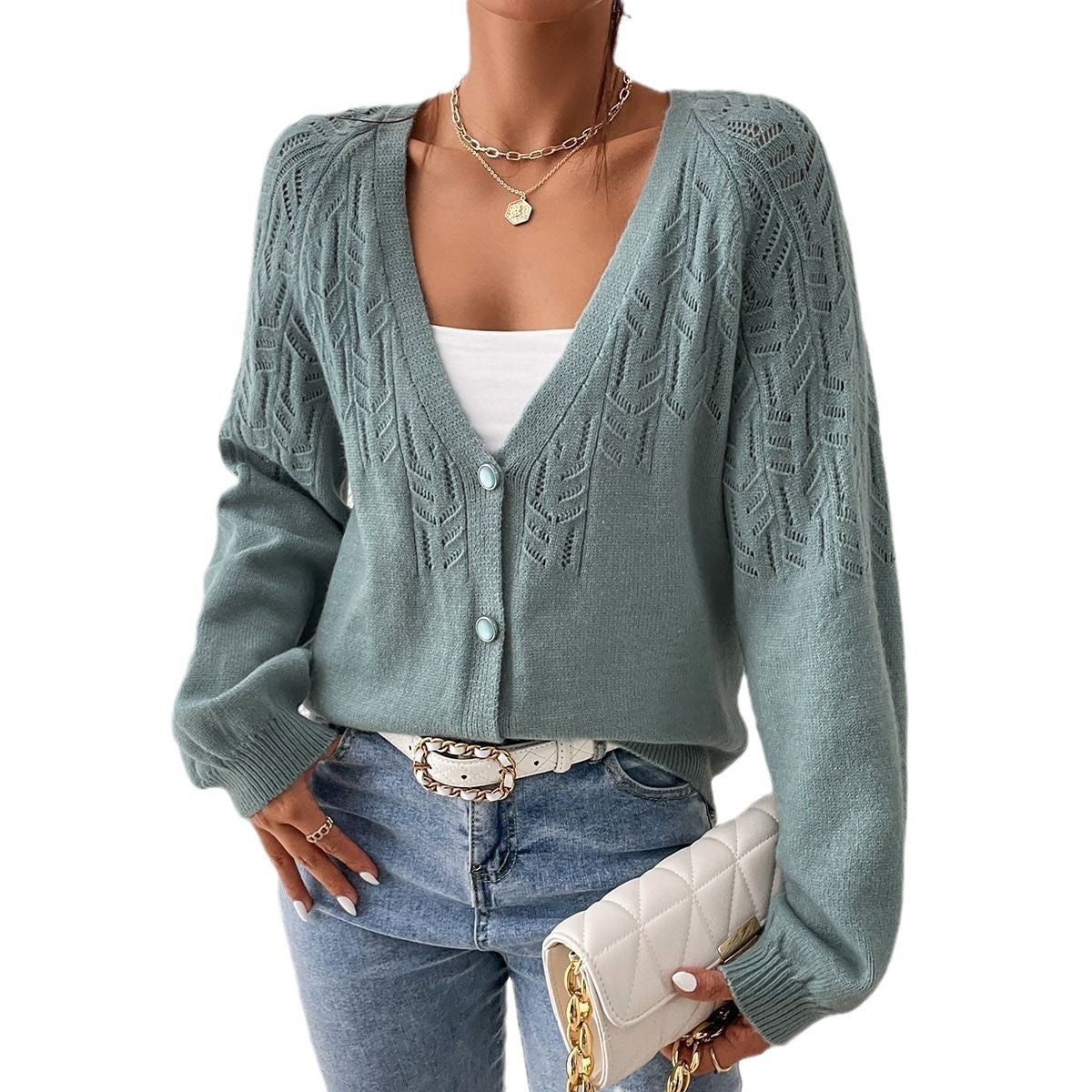 Damen Strickjacke mit filigranem Muster Stalluxe