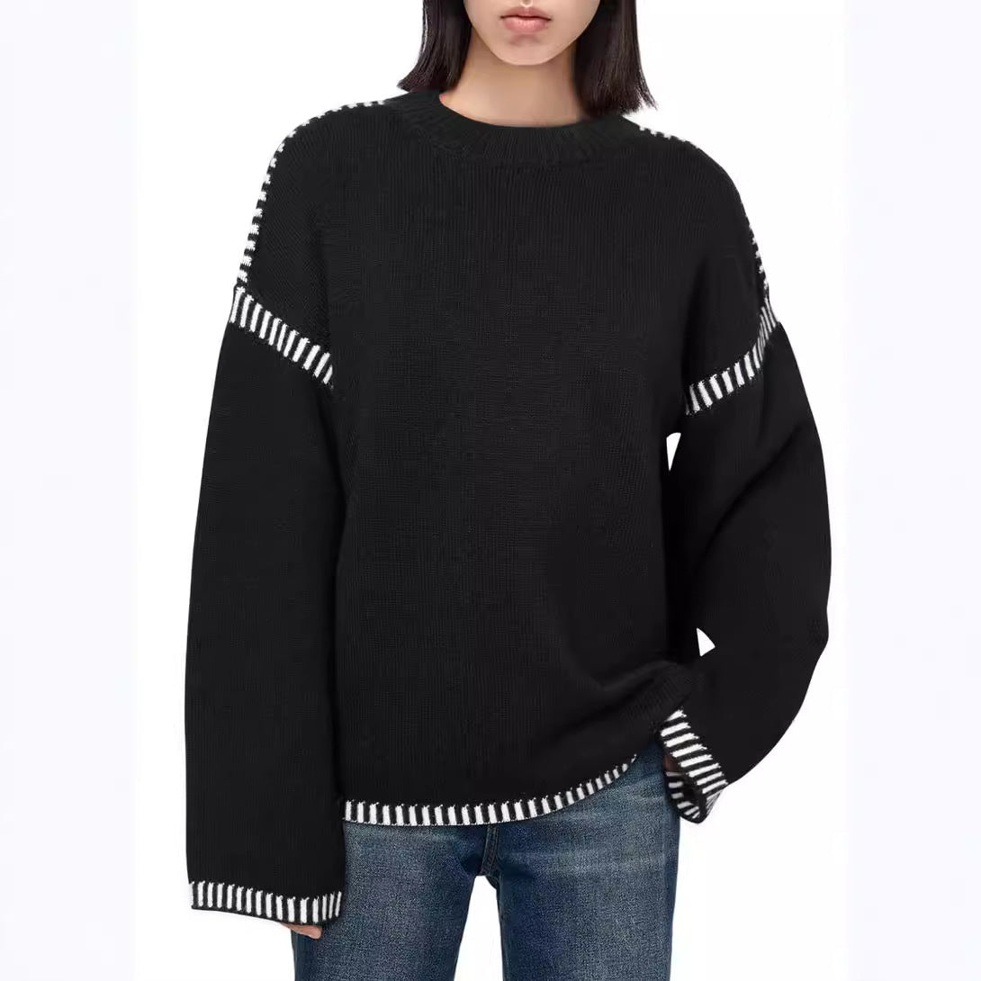 Damen lässiger Pullover mit Streifenakzenten Stalluxe