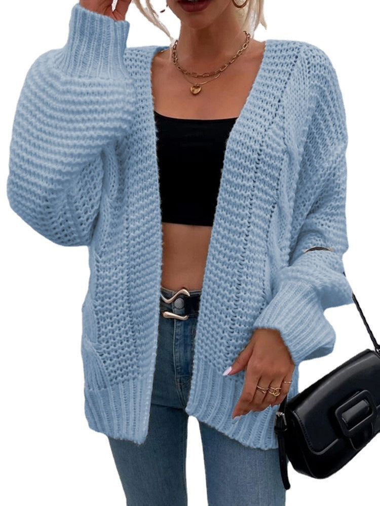 Damen Gemusterte Strickjacke im lässigen Oversized-Design mit tiefen Taschen und Wellenstruktur Stalluxe