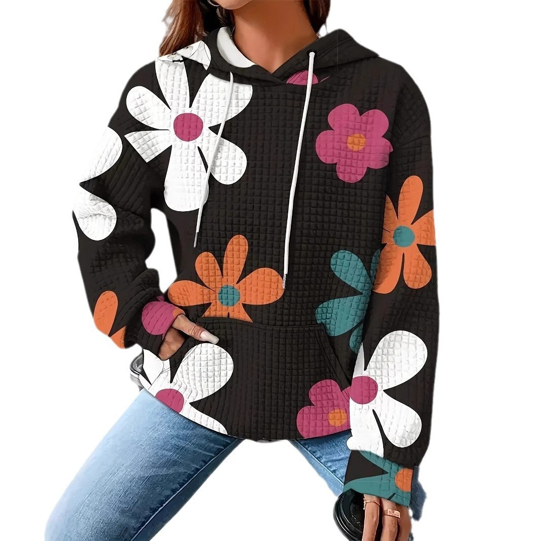 Damen Kapuzenpullover mit floralem Strukturmuster und bequemer Passform Stalluxe