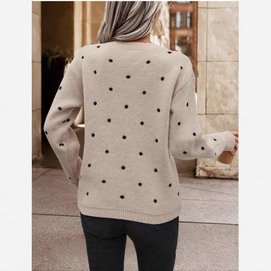 Damen kuscheliger Strickpullover mit trendigem Punktmuster Stalluxe