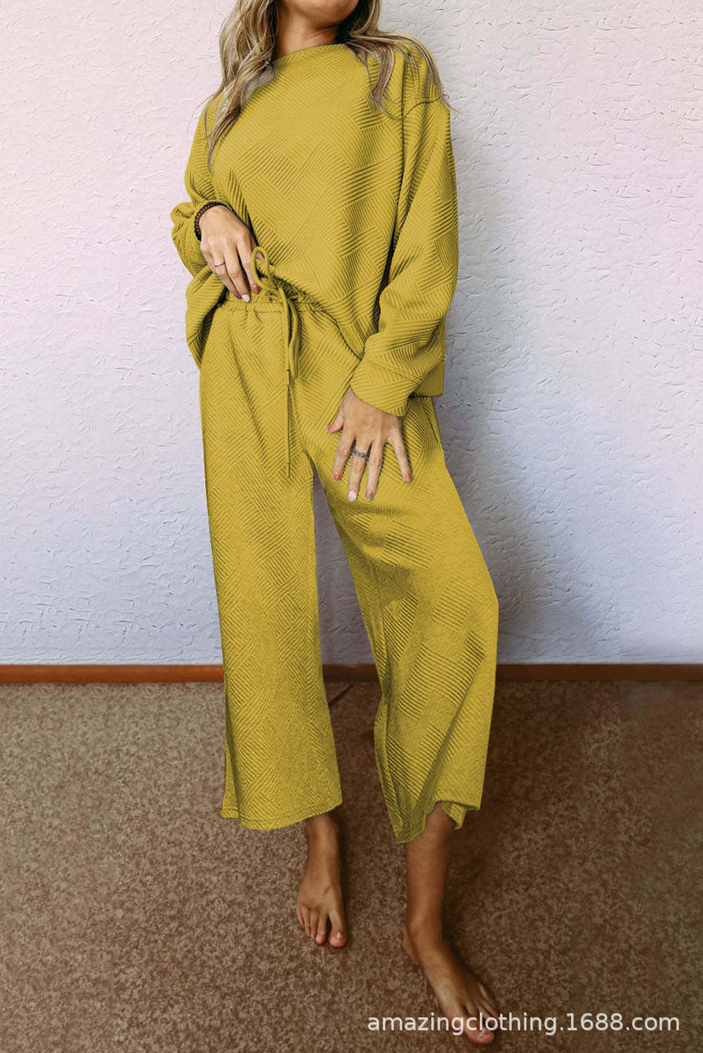 Damen Freizeitanzug mit elastischem Bund und geometrischem Muster Stalluxe