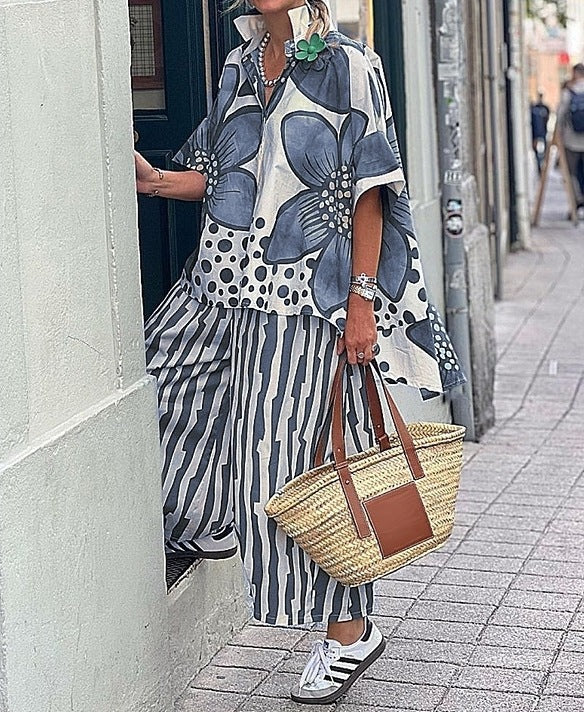 Damen Elegantes Oversize-Oberteil mit floralem Muster und weitem Schnitt Stalluxe