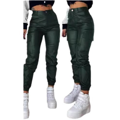 Damen modische High-Waist Cargo-Hosen mit elastischem Bündchen Stalluxe