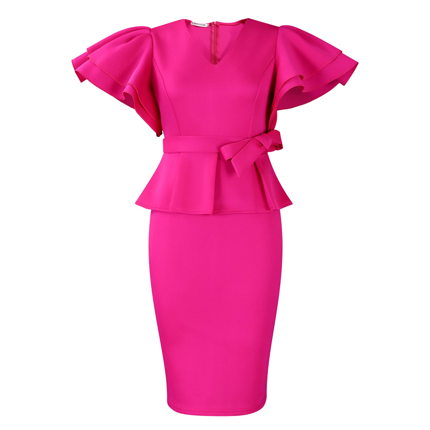 Damen Edles Kleid mit Rüschenshoulder Stalluxe